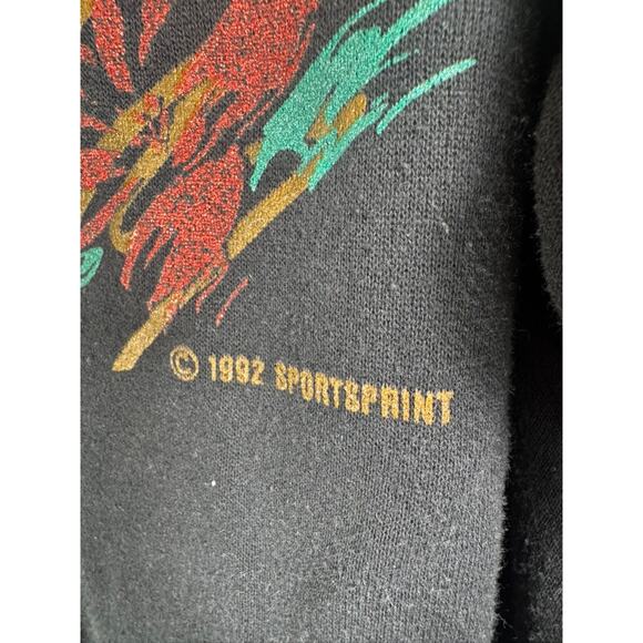 VTG 1992 Christmas Sweatshirt XL Season’s Greetings Poinsettia Black Holiday0 - Picture 3 of 9